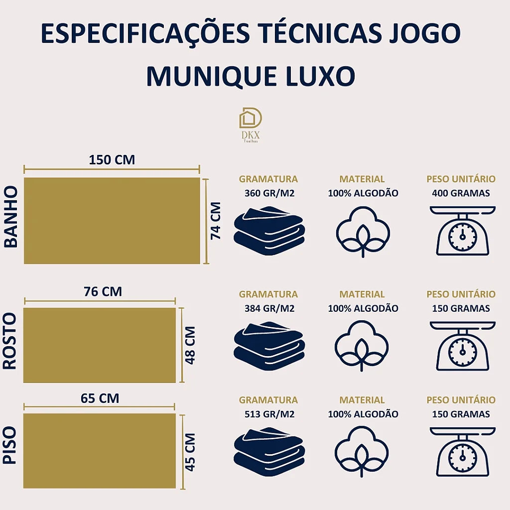 05 PEÇAS JOGO DE TOALHA  MUNIQUE - BRANCO